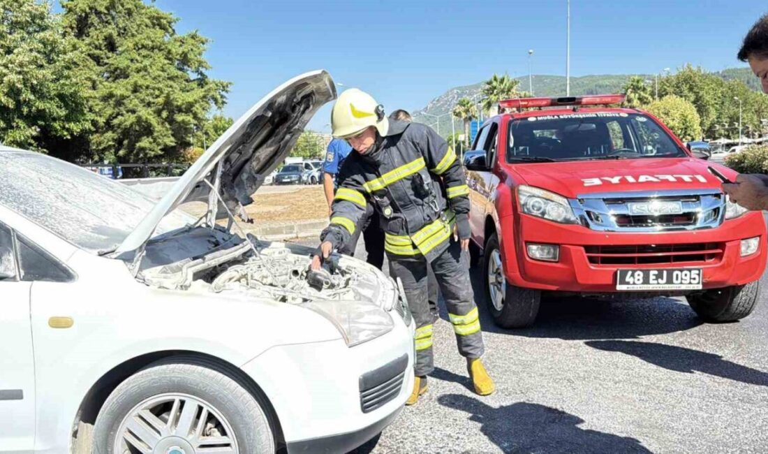 Muğla’nın Menteşe ilçesinde seyir halindeki bir aracın motor bölümünde çıkan