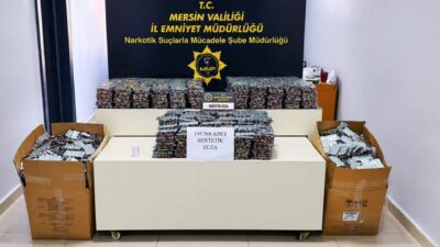 Mersin ilinde polisin düzenlediği operasyonda bir iş yerinde 155 bin