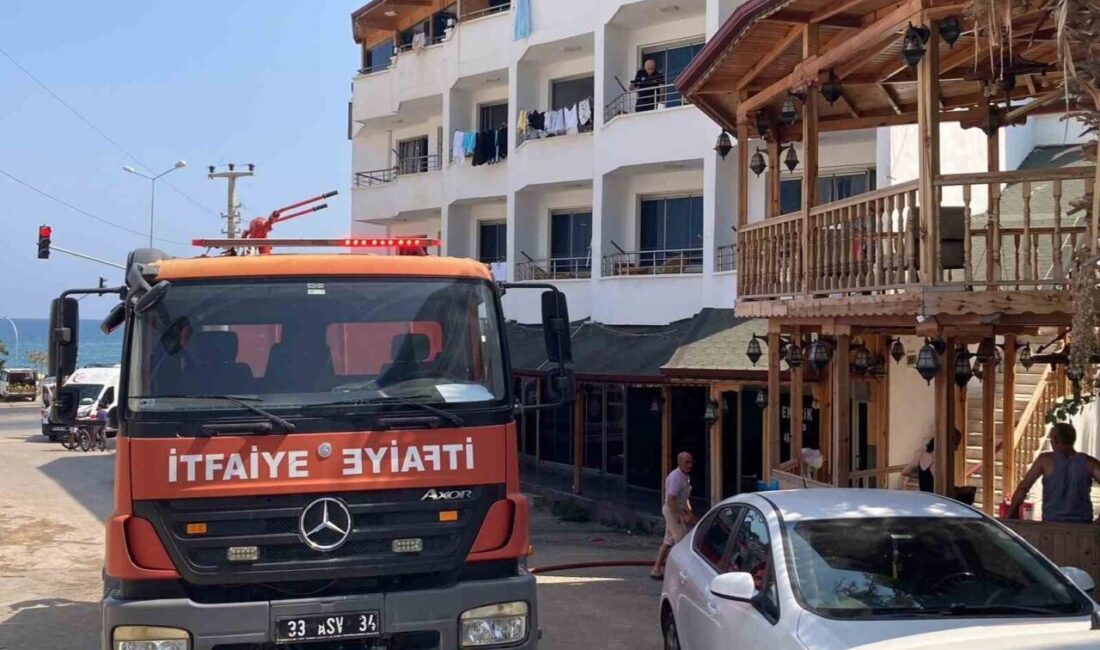 Erdemli ilçesindeki bir otel odasında meydana gelen yangında dumandan etkilenen