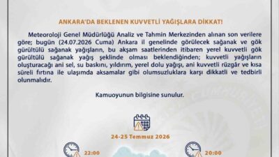 Ankara Valiliği, Meteoroloji Genel Müdürlüğü raporlarına dayanarak bugün ve yarın