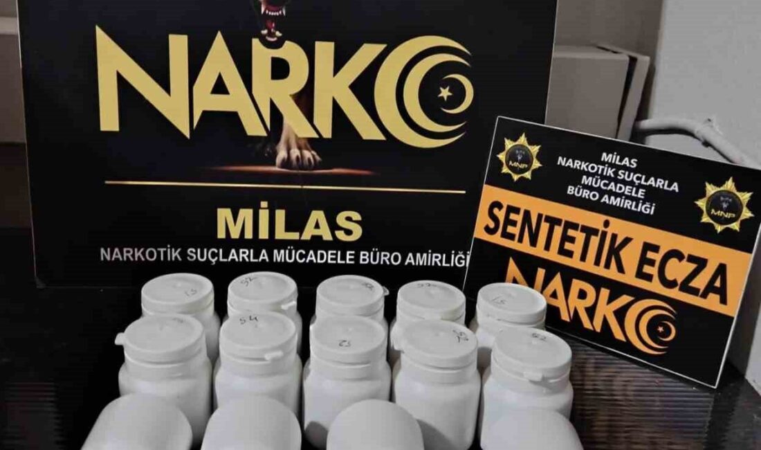 Milas ilçesinde narkotik ekipleri tarafından gerçekleştirilen operasyonda, 730 adet sentetik