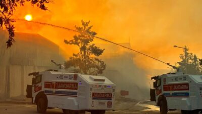Şanlıurfa’da Namet Entegre Besi Et Tesisi’nin yem deposunda çıkan yangına