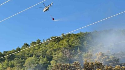 Muğla’nın Ortaca ilçesindeki orman yangını, ekiplerin karadan ve havadan yürüttüğü