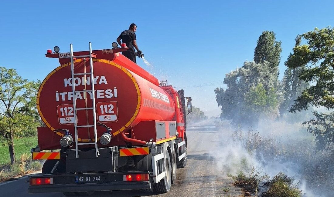Konya’nın Karapınar ilçesinde meydana gelen ot yangını, Konya Büyükşehir Belediyesi