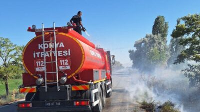 Konya’nın Karapınar ilçesinde meydana gelen ot yangını, Konya Büyükşehir Belediyesi