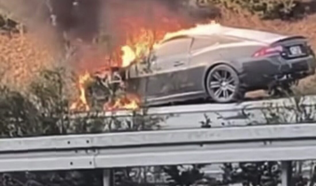 Bursa’da, çevre yolunda seyir halinde olan bir araç birden alev