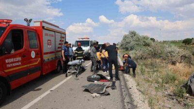 Nevşehir’de meydana gelen trafik kazasında, bir otomobilin kontrolden çıkarak karşı