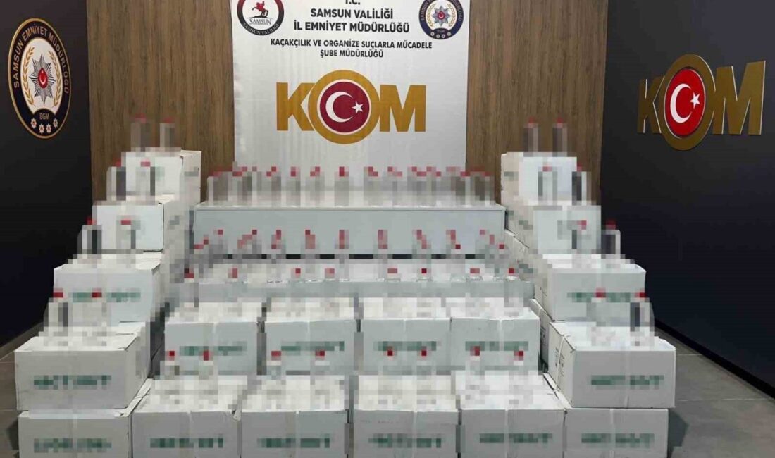 Samsun’da gerçekleştirilen bir operasyonda 900 litre kaçak etil alkol ele