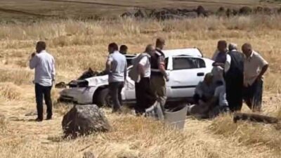 Siverek ilçesinde meydana gelen trafik kazasında, otomobilin şarampole devrilmesi sonucu