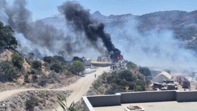 Bodrum ilçesi Ortakent Üniversite Caddesi’nde KYK öğrenci yurdu inşaatı şantiyesinde
