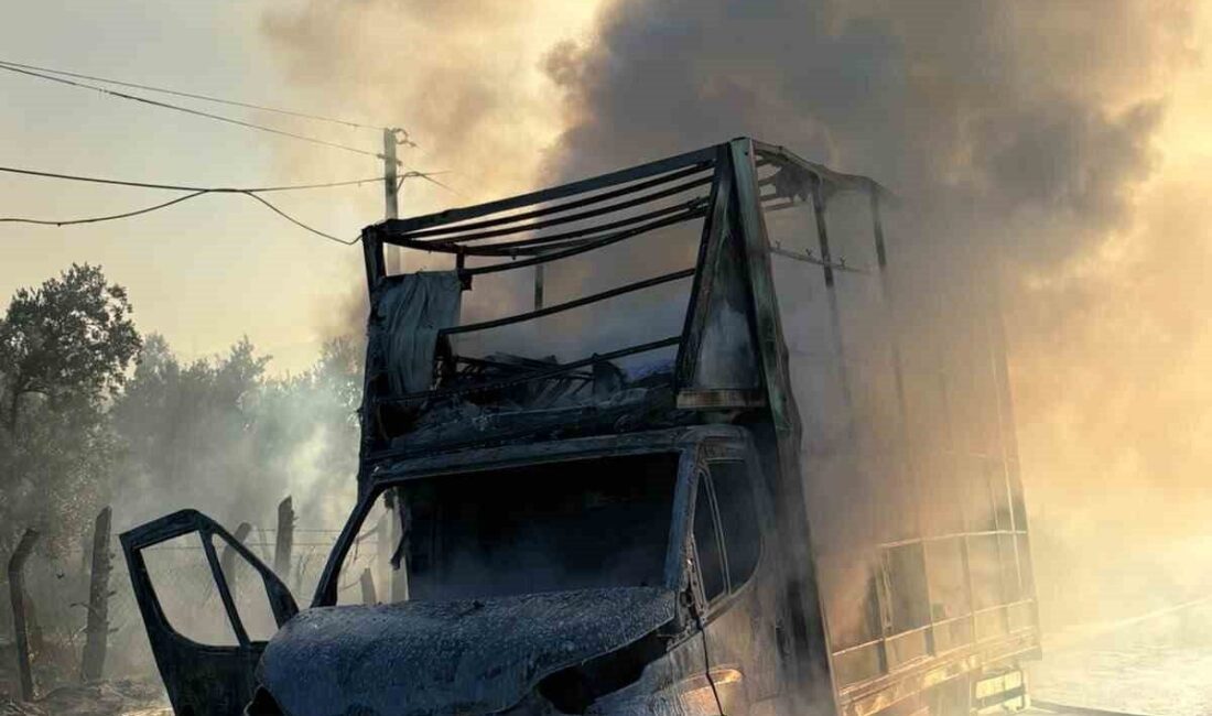 Orhangazi ilçesinde seyir halindeki bir kamyonet aniden alev aldı ve