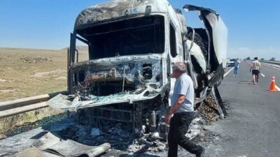 Ereğli ilçesinde seyir halindeki bir sebze yüklü tırın fren sisteminde