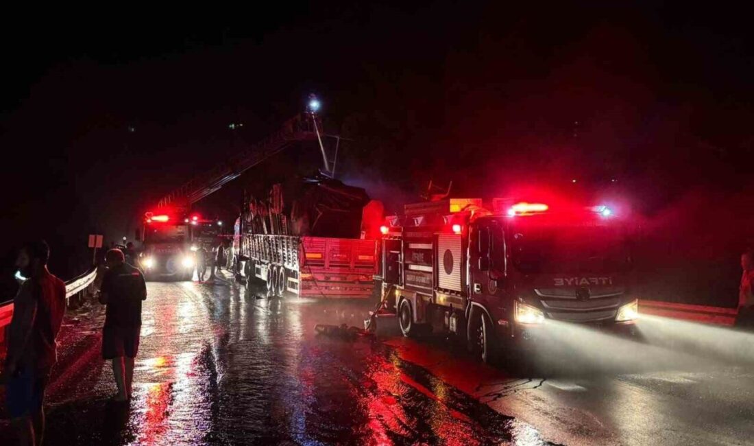 Mersin’in Bozyazı ilçesinde seyir halindeki bir tırın fren balatalarından çıktığı