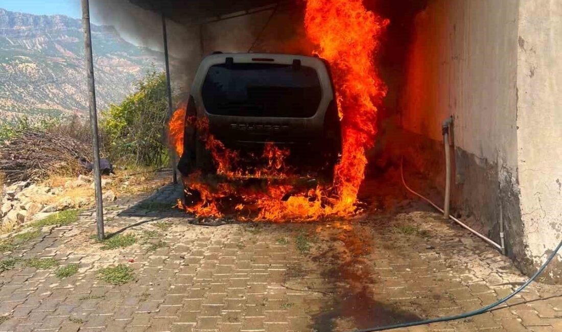 Siirt’in Pervari ilçesinde bir araçtan çıkan yangın, evi tehdit etti.