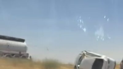 Siverek ilçesinde meydana gelen trafik kazasında, kontrolü kaybeden bir otomobil