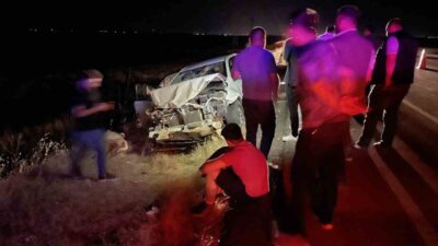 Siverek ilçesinde meydana gelen trafik kazasında otomobilin koyun sürüsüne çarpması