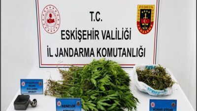 Sivrihisar ilçesinde gerçekleştirilen operasyonda Jandarma ekipleri tarafından yapılan aramada uyuşturucu
