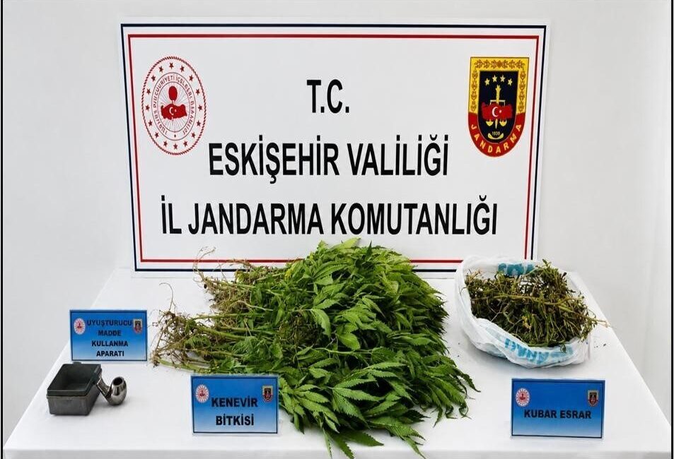 Sivrihisar ilçesinde gerçekleştirilen operasyonda Jandarma ekipleri tarafından yapılan aramada uyuşturucu