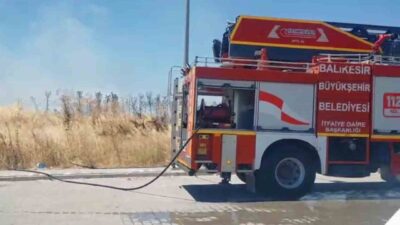 Susurluk ilçesindeki kapalı pazar yerinin karşısında bulunan otluk alanda meydana