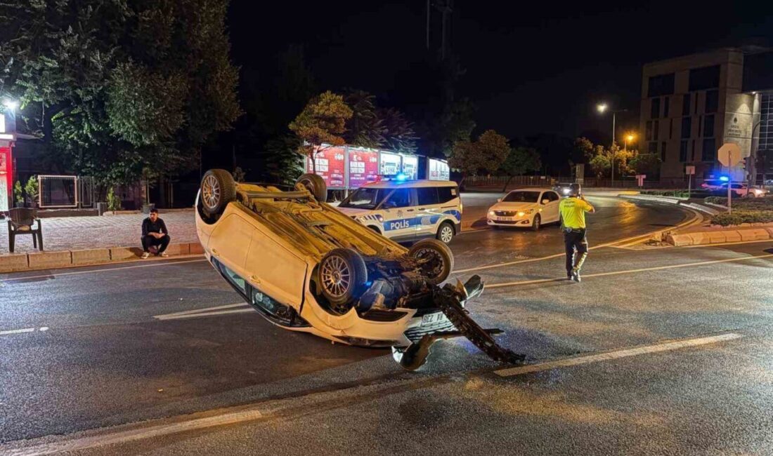 Kocasinan ilçesinde meydana gelen trafik kazasında otomobilinin takla atması sonucu