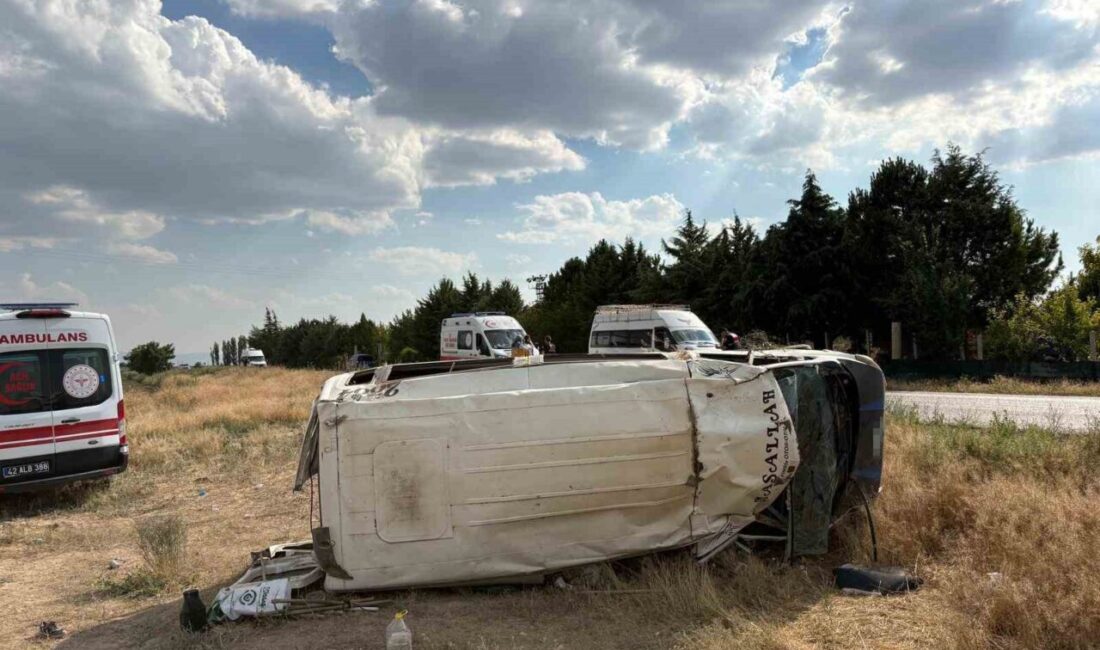 Konya’nın Ereğli ilçesinde meydana gelen trafik kazasında, tarım işçilerini taşıyan