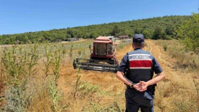 Bilecik’te, su tankeri kullanmadan hasat yapan bir biçerdöver sahibine 3
