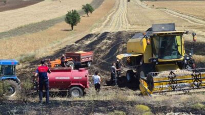 Burdur’un Yeşilova ilçesinde, Kavak köyünde meydana gelen yangının biçerdöverden kaynaklandığı