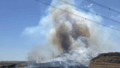 Tekirdağ’ın Çorlu ilçesinde, Karatepe bölgesinde çıkan anız yangınında, 500 dönümlük