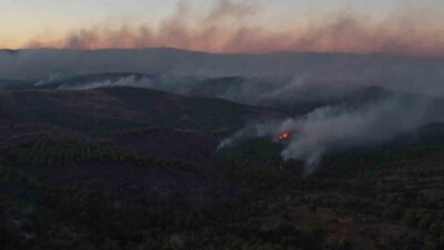 Balıkesir’in Ayvalık ilçesinde meydana gelen orman yangınında tedbir amaçlı olarak
