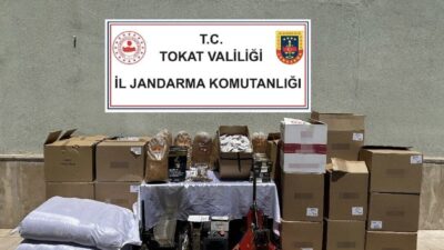 Tokat’ta İl Jandarma Komutanlığı ekipleri tarafından gerçekleştirilen operasyonda kaçak tütün