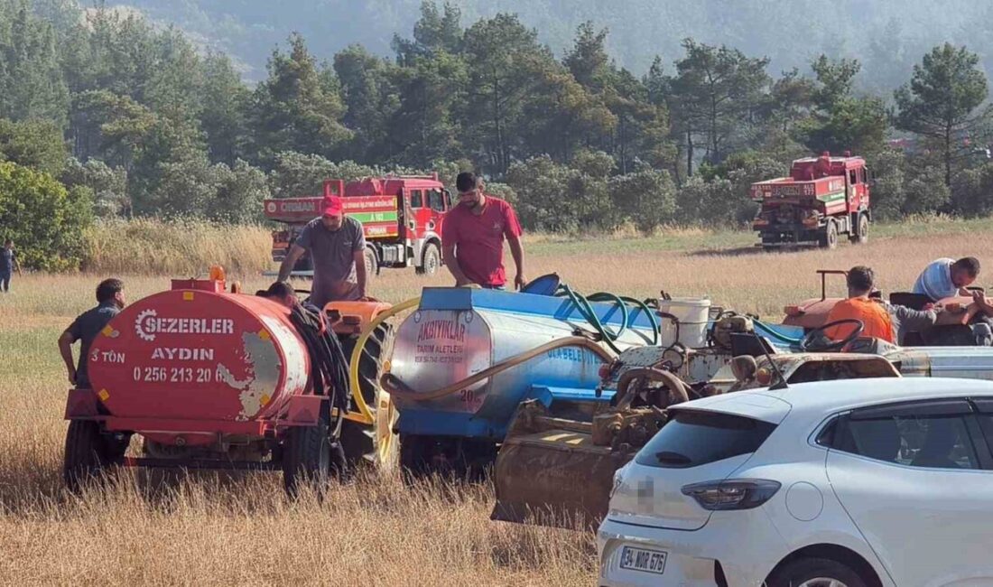 Muğla’nın Menteşe ilçesine bağlı Yenice Mahallesi’nde tarım arazisinde başlayan yangın,