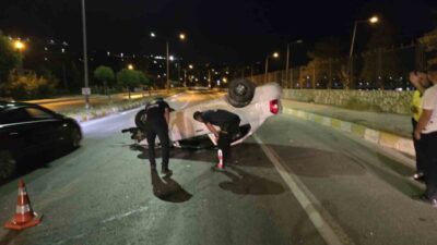 Van’ın Edremit ilçesinde yaşanan trafik kazasında bir aracın takla atması