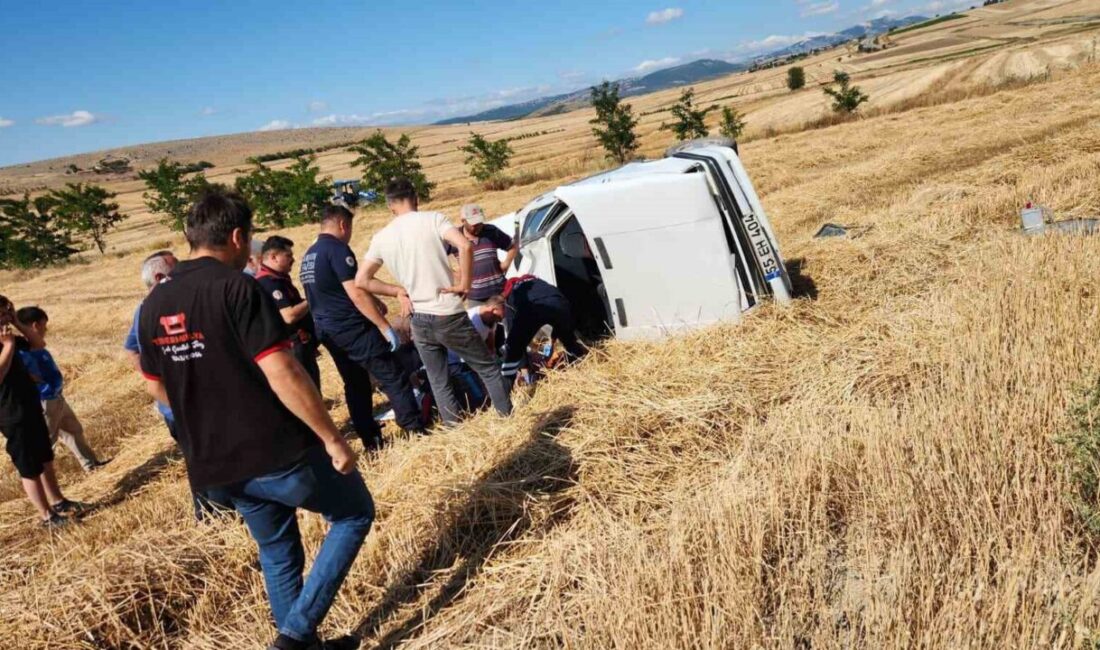 Samsun’un Vezirköprü ilçesinde meydana gelen trafik kazasında tarlaya uçan otomobilde