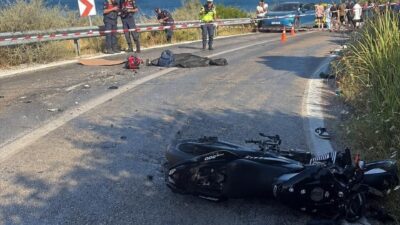 Erdek ilçesinde motosikletin vidanjöre çarpması sonucu meydana gelen trafik kazasında