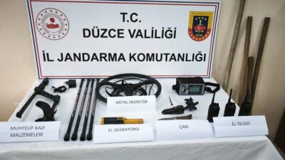 DÜZCE (İHA) – Düzce’nin Yığılca ilçesinde izinsiz kazı faaliyetleri gerçekleştirdiği