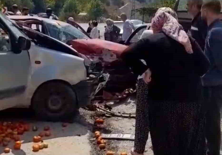 Feke ilçesinde meydana gelen trafik kazasında, iki aracın çarpışması sonucu
