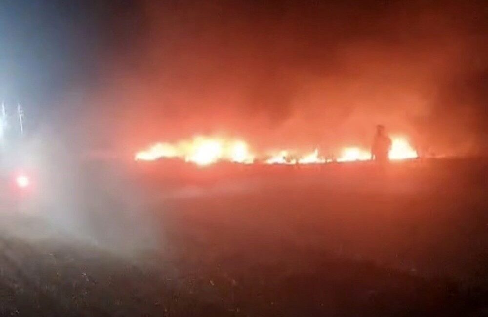 Afyonkarahisar’ın Camili Mahallesi’nde saman balyası basımı sırasında meydana gelen anız