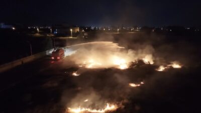 Aksaray ilinde bulunan boş bir arazide bilinmeyen bir sebepten dolayı