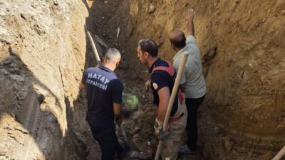 Hatay’da Ürgenpaşa Mahallesi’nde alt yapı çalışması sırasında toprak kayması sonucu