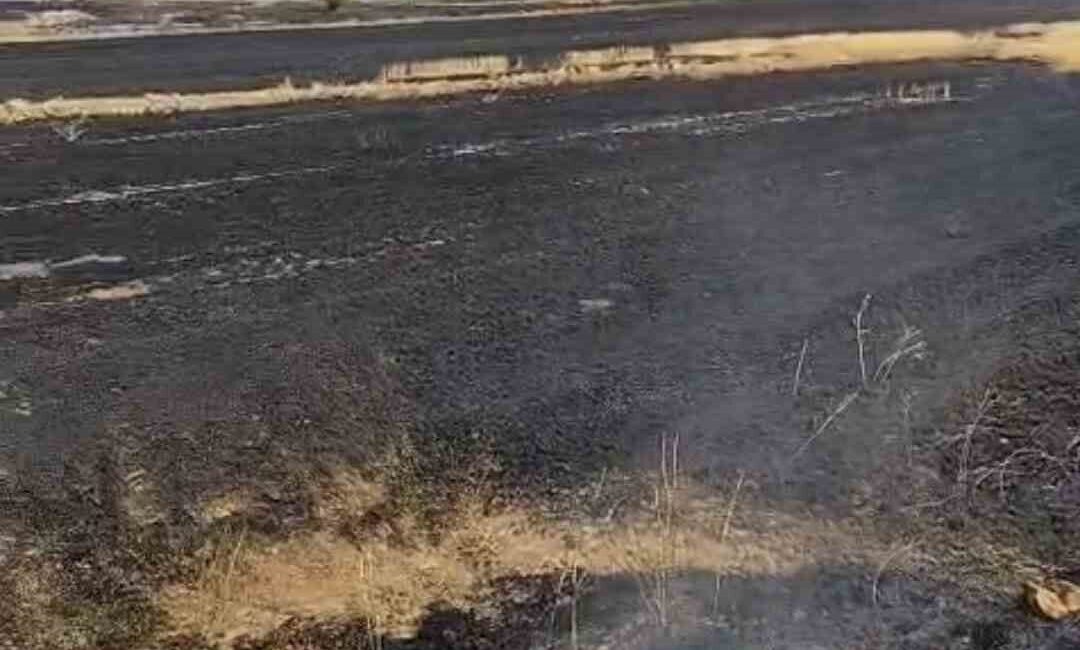 Yozgat’ta, anız yakma işlemi sırasında kontrolden çıkan yangın, bir dönüm