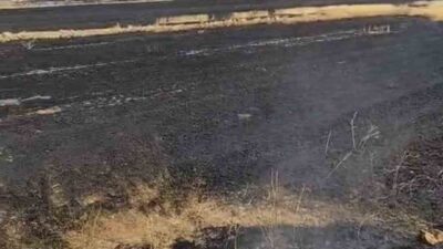 Yozgat’ta, anız yakma işlemi sırasında kontrolden çıkan yangın, bir dönüm