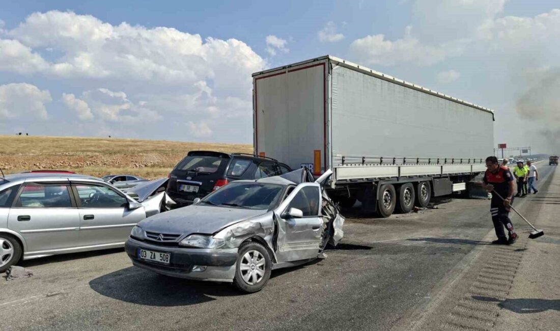 Afyonkarahisar’da çıkan anız yangınının sebep olduğu yoğun duman, trafik kazasına