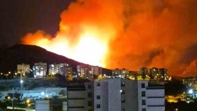 Ankara’nın Mamak ilçesindeki ormanlık alanda meydana gelen yangına itfaiye ekipleri