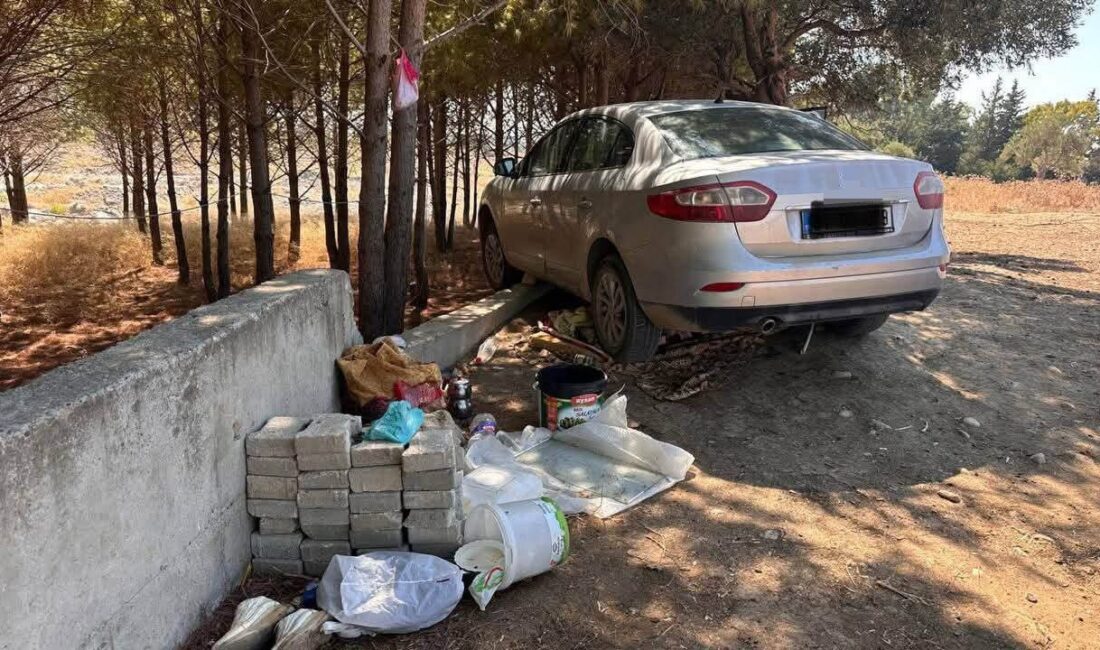Arsuz ilçesinde meydana gelen trafik kazasında bir otomobilin ağaca çarpması