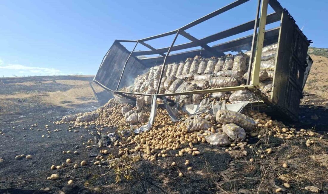 Afyonkarahisar’da meydana gelen bir olayda, patates yüklü bir kamyonun fren