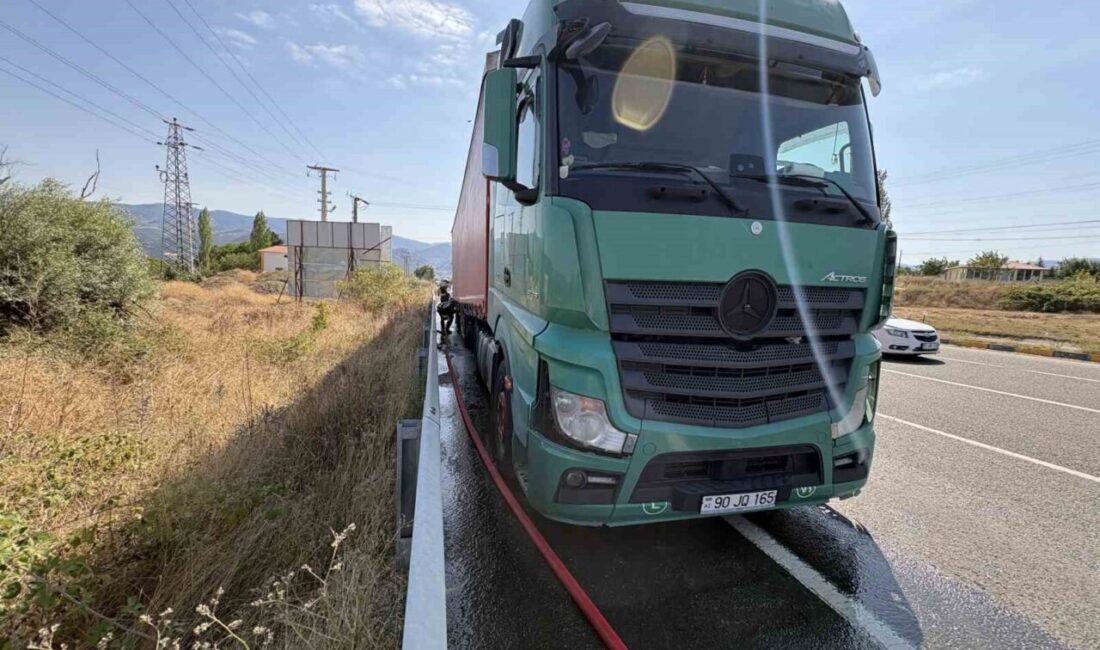 Tosya, Kastamonu ilçesinde bir tırın dorsesinin tekerlerinde çıkan yangın, hızlı