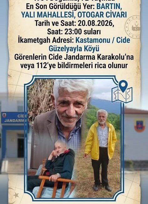 Kastamonu’nun Cide ilçesinden Bartın’a giden 72 yaşındaki Recep Tosun’dan 4