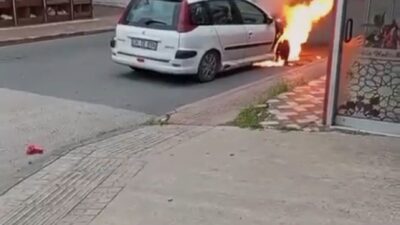 Batman’da seyir halindeyken motoru alev alan bir otomobil, hızlı bir