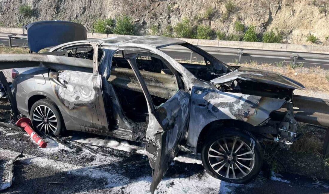 Bilecik’te meydana gelen trafik kazasında, kontrolden çıkarak bariyere çarpan bir