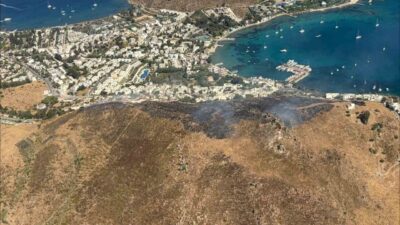 Bodrum ilçesinde meydana gelen yangın, Akyarlar Mahallesi’nde bu öğleden sonra